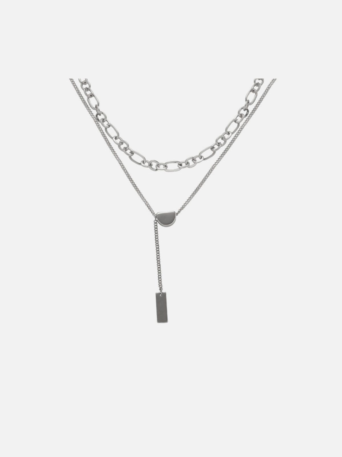 Hip Hop Double Chain Necklace with Geometric Design | Aelfric Eden