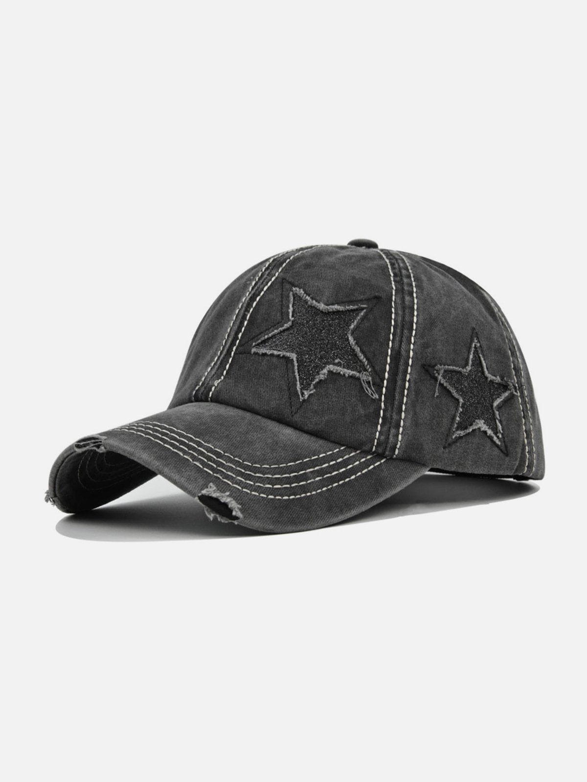 Washed Cotton Casual Cap with Embroidery | Hole Star