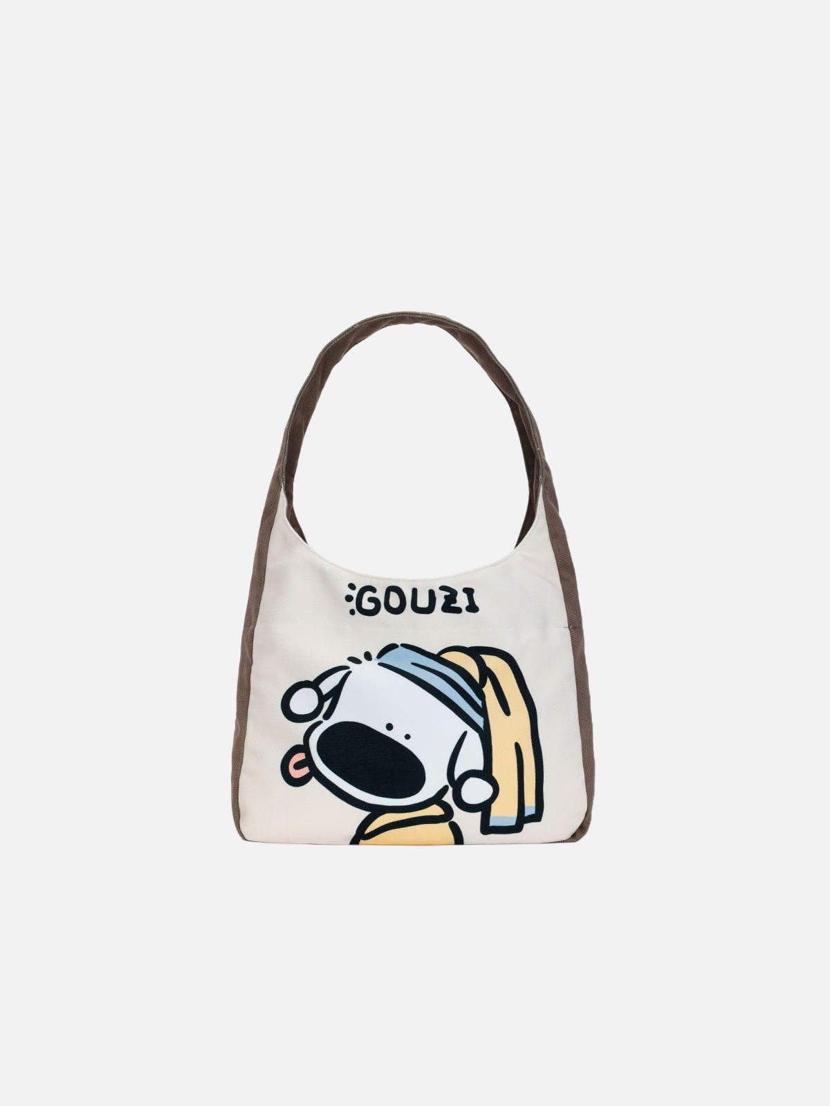 Cartoon Pattern Canvas Tote Bag for Puppy Lovers | 15.75" Large Main Bag