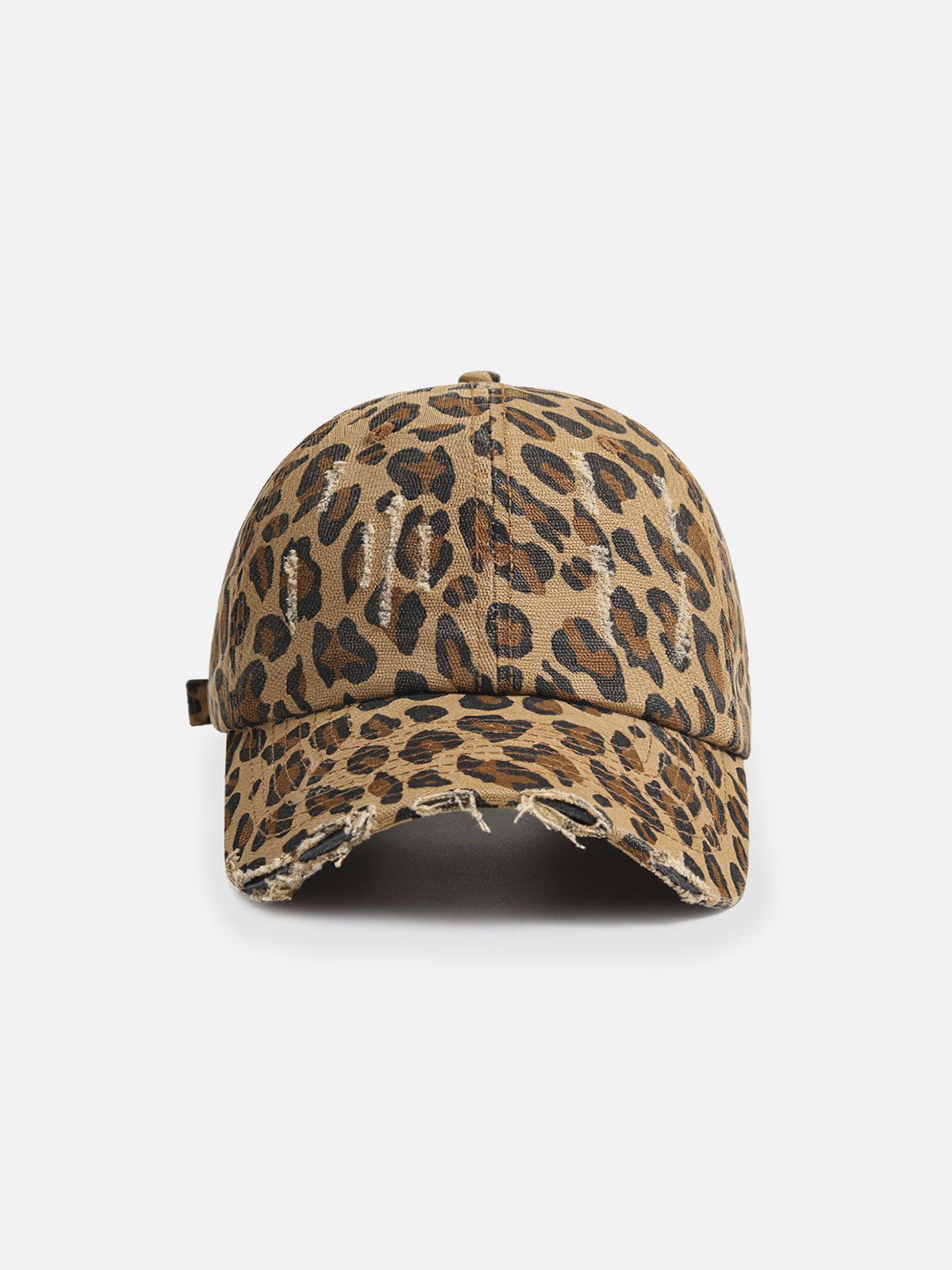 Leopard Print Fringe Washed Cap | Acrylic Hat 56-58 cm