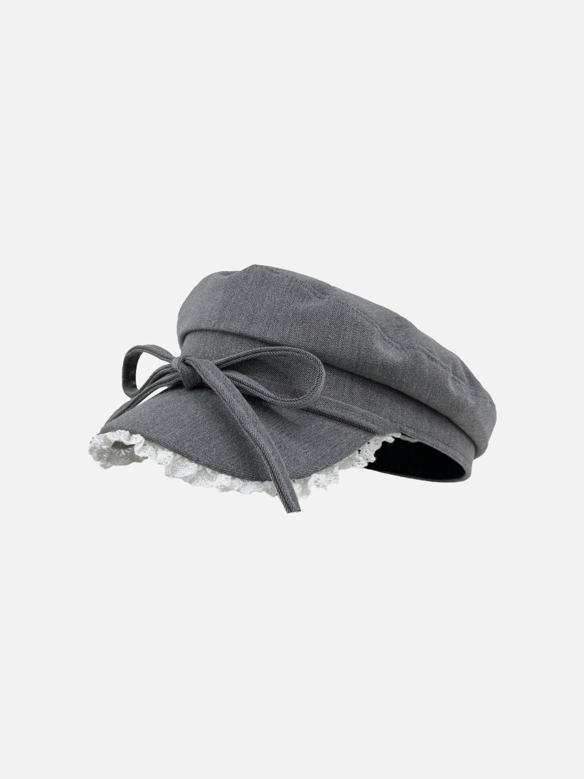 Lace Patchwork Beret with Bow | Polyester-Cotton Blend
