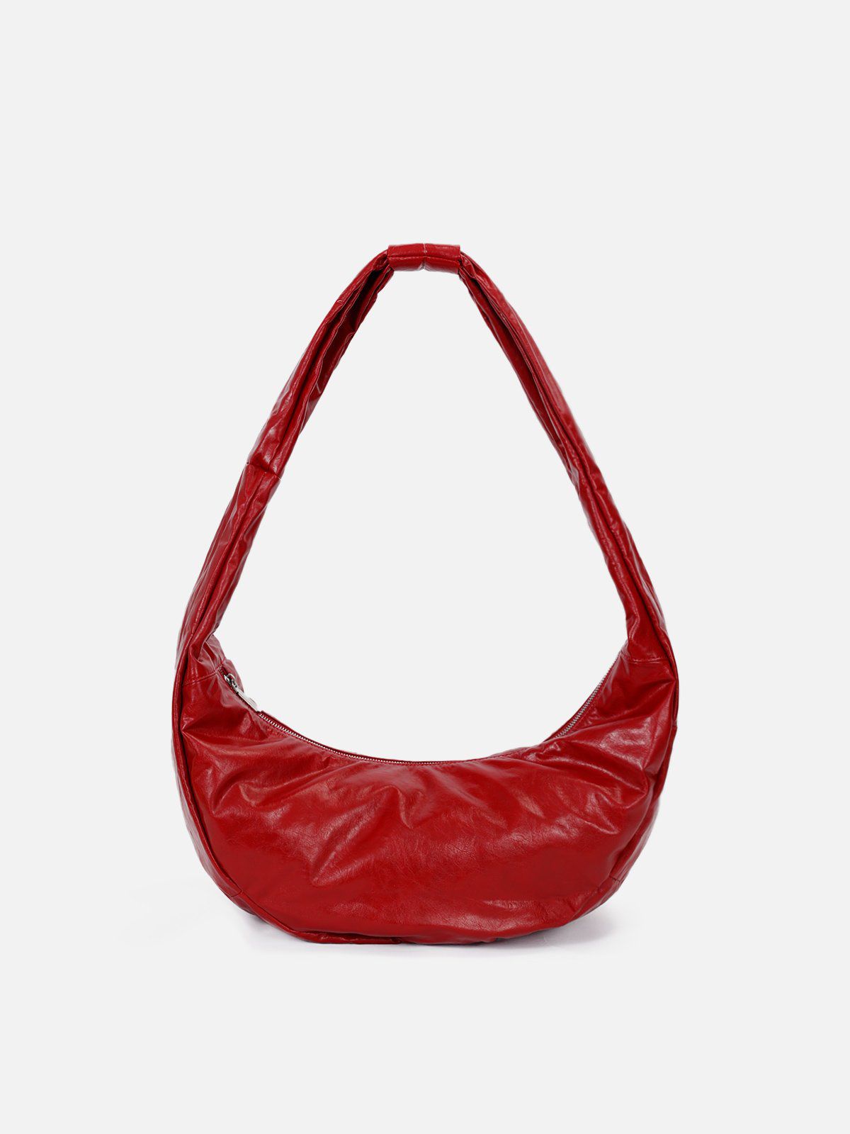 Red Faux Leather Crossbody Bag with Inner Pocket | 14.9x7.8x8.6 inches