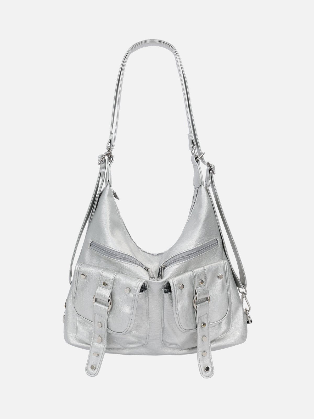 Faux Leather Multi Pocket Bag with Adjustable Strap | 16.5 x 11.8 Inches