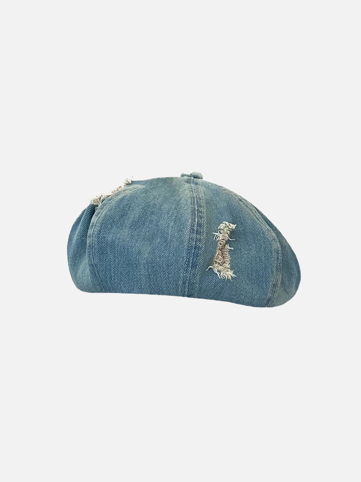 Distressed Denim Beret for Women & Men | Trendy Cotton-Polyester Hat