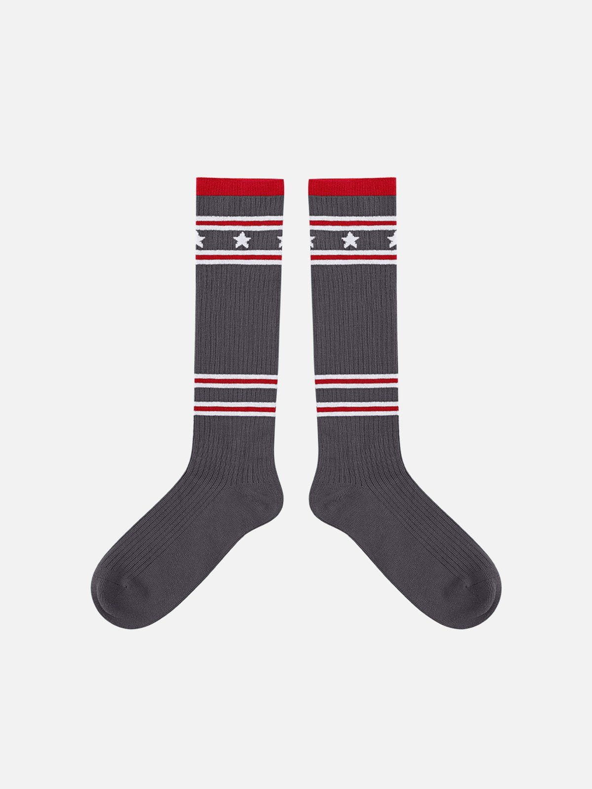 Vintage Striped Star Graphic Socks | 70% Cotton 30% Spandex