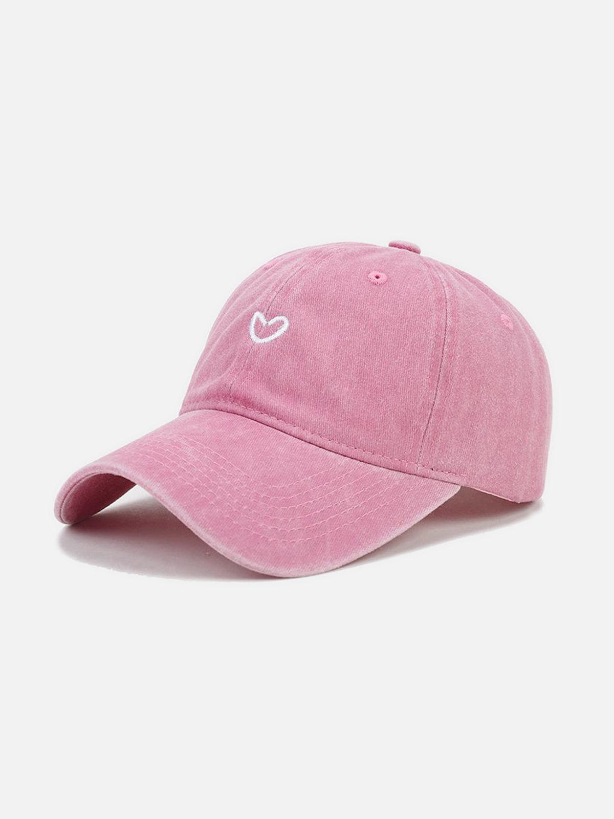 Embroidered Heart Washed Cotton Cap | Trendy & Playful Style