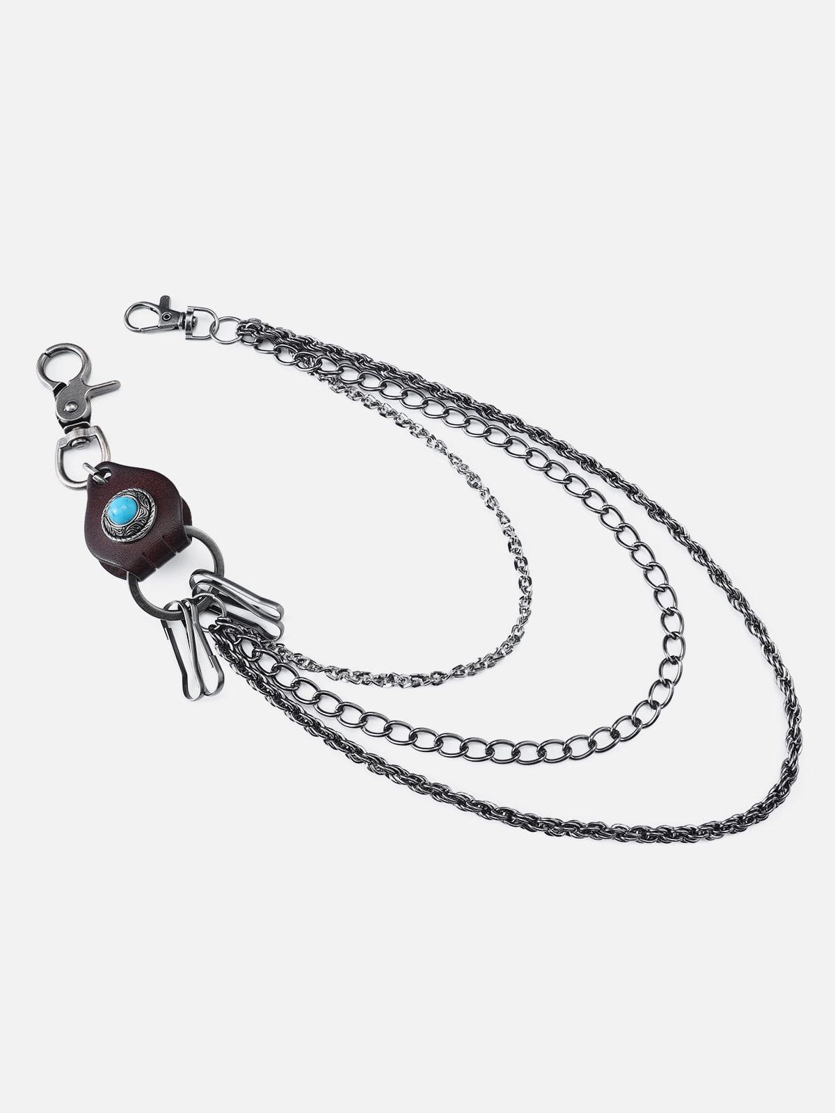 Vintage Metal Chain Belt with Leather Accents | Rugged Utility Style