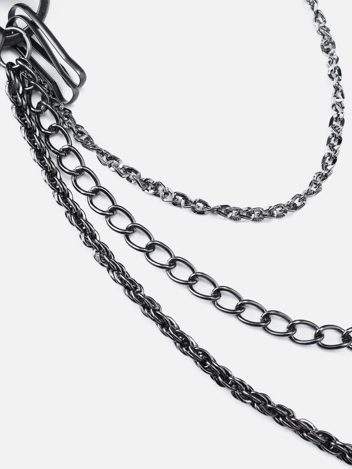 Vintage Metal Chain Belt with Leather Accents | Rugged Utility Style