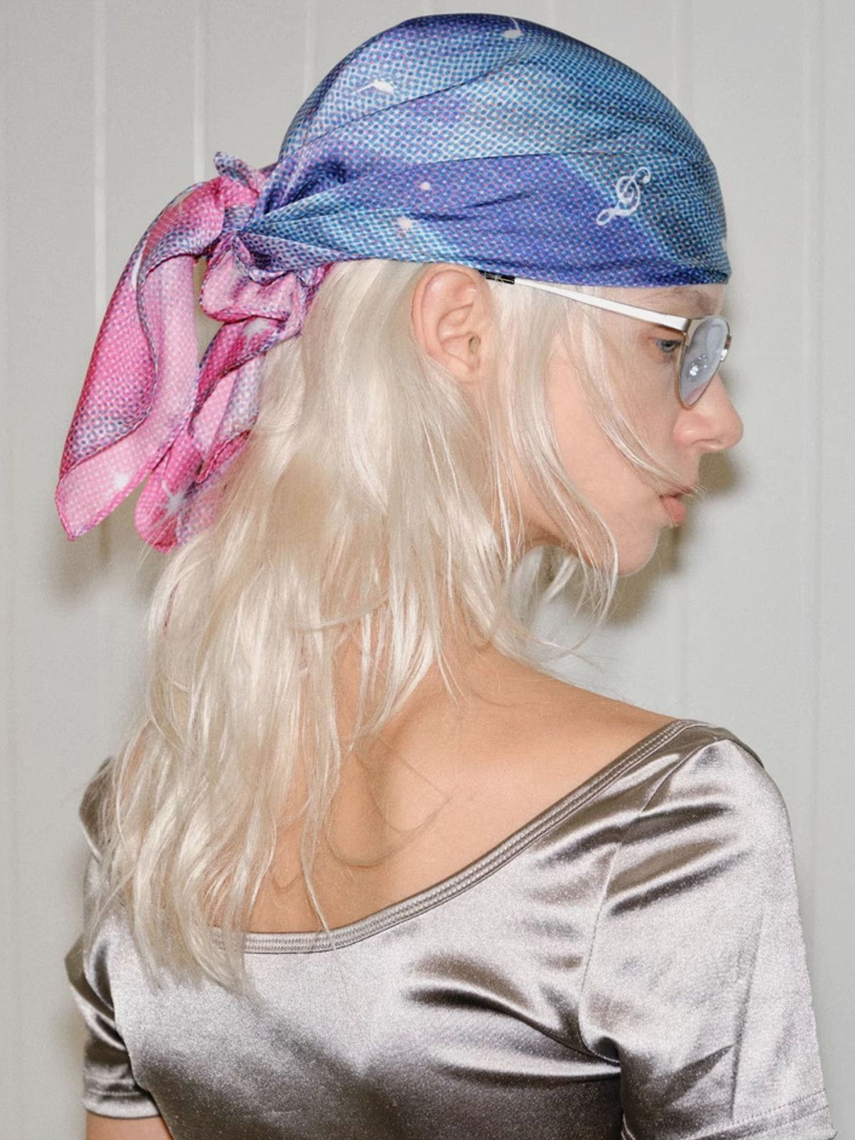 Musical Note Print Square Scarf | Gradient 100% Polyester