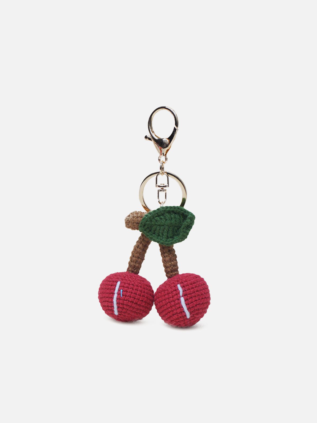 Crochet Cherry Keychain - Handmade Polyester Accessory | 7.5cm Big Cherry