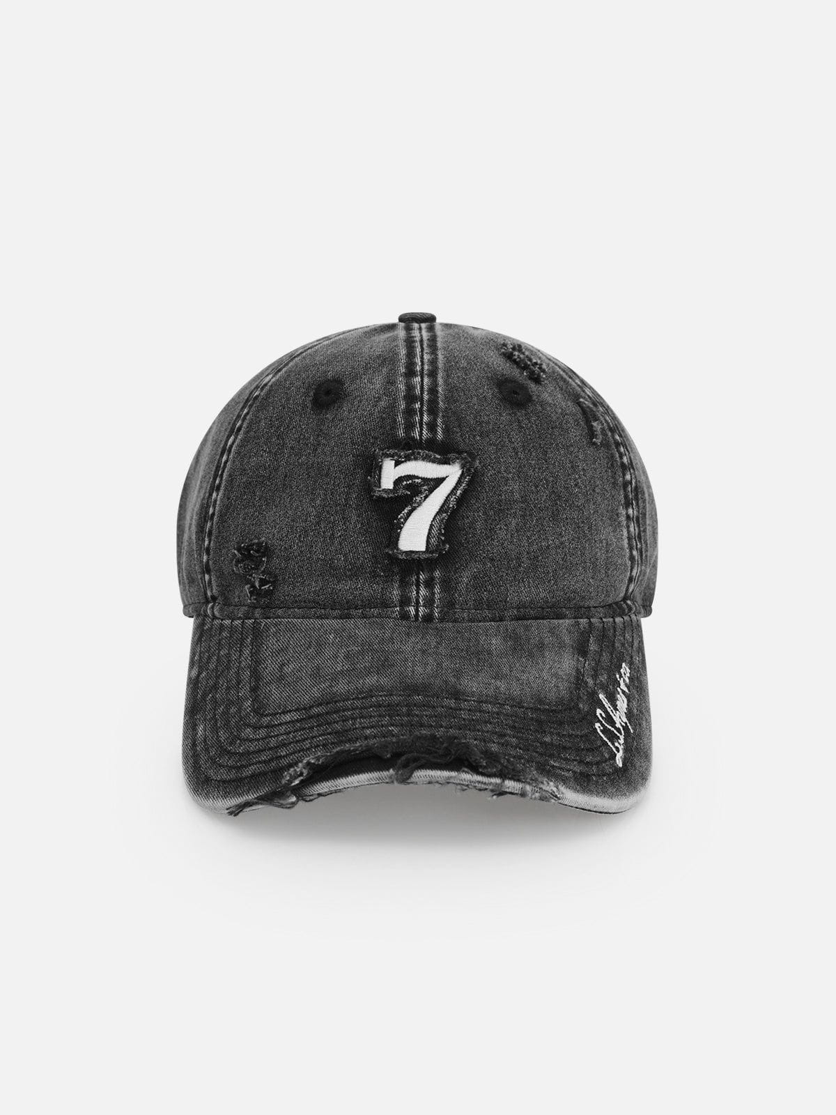 Distressed Washed Cotton Cap with Fringe | One Size Fits Most