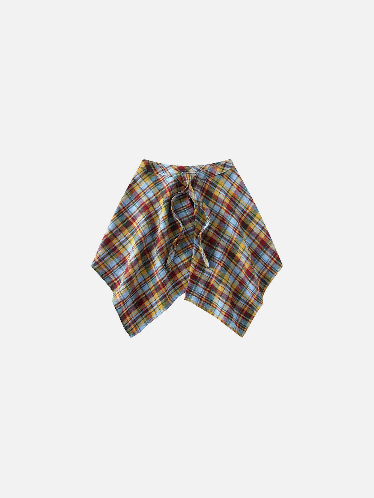 Vintage Plaid Dress Over Pants - Cotton Blend Graphic Style