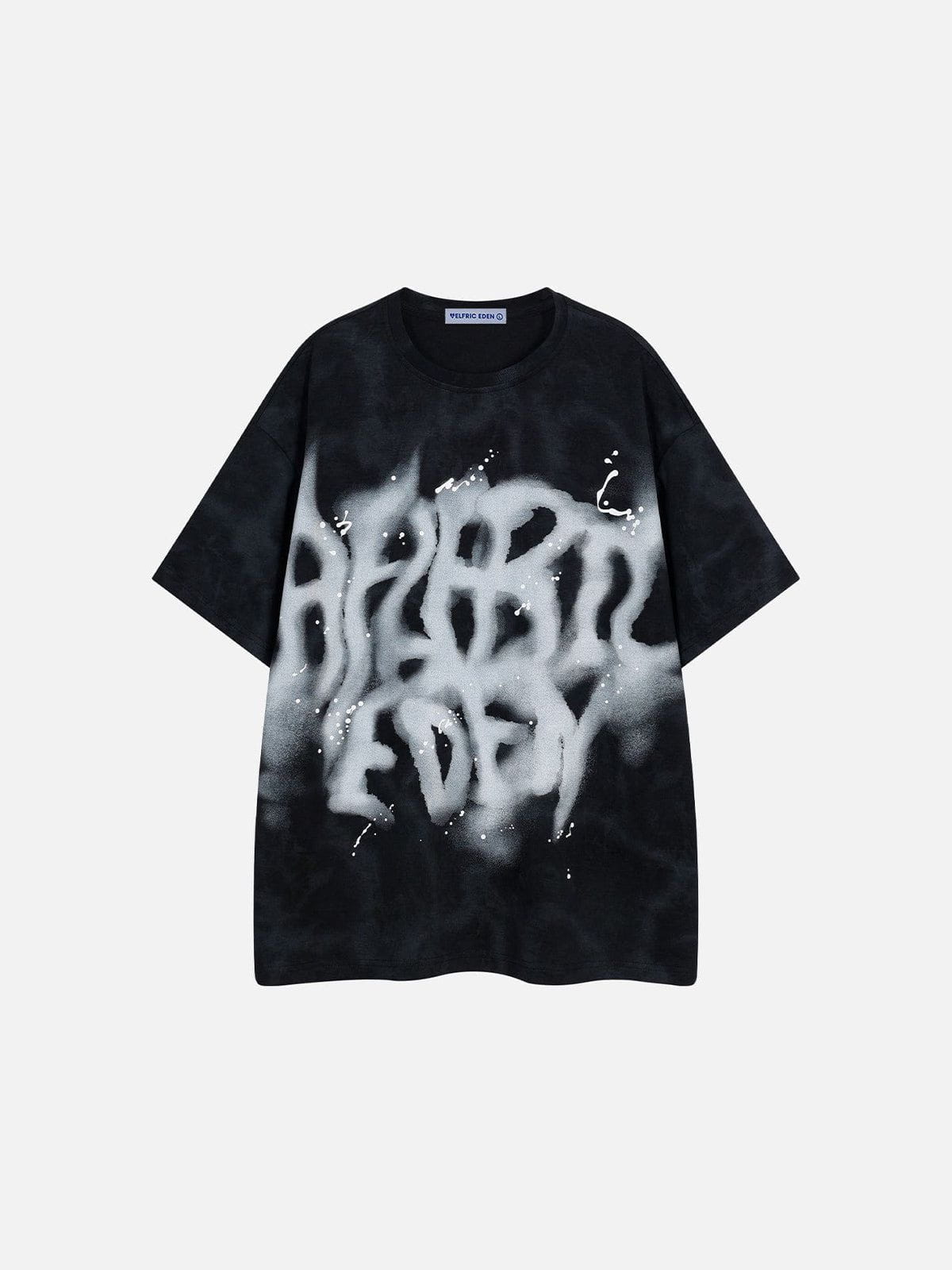 Abstract Print Washed Cotton Tee with Splash-Ink Design | Aelfric Eden