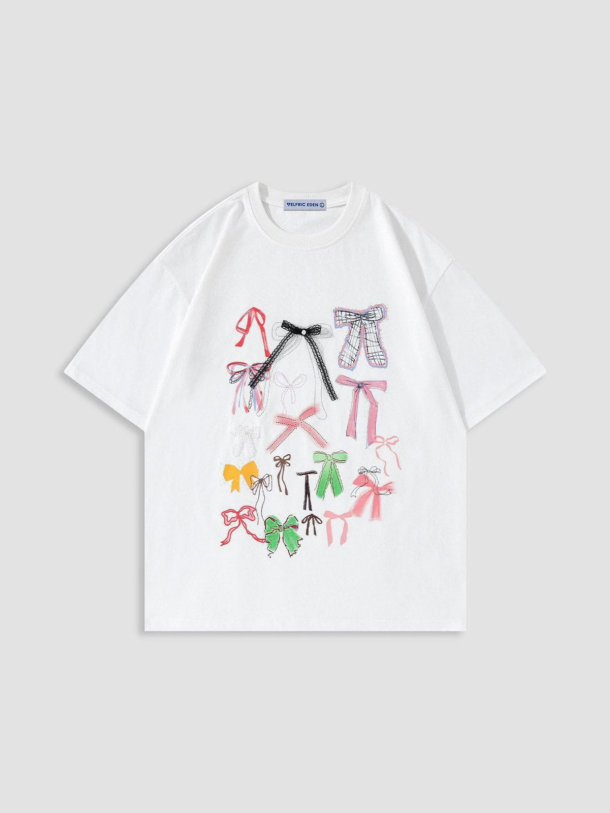 Colorful Bow Print Cotton T-Shirt for Women | Aelfric Eden