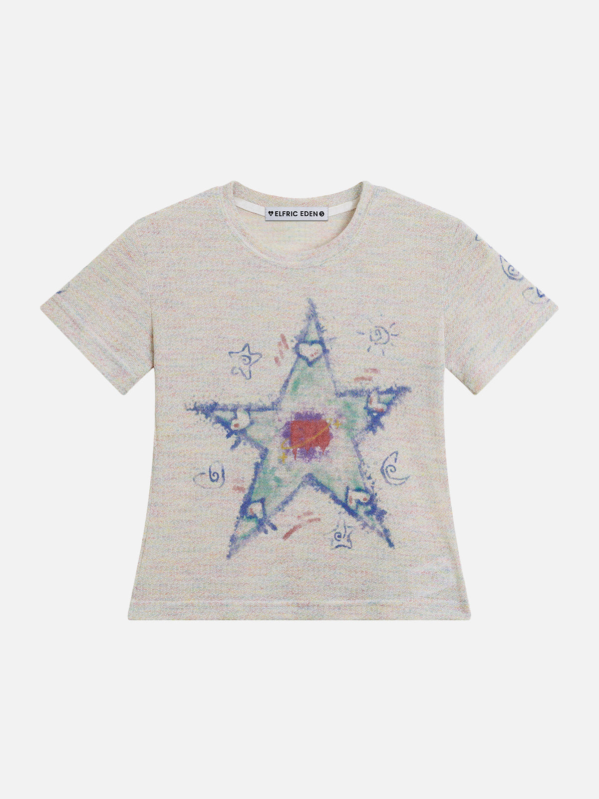 Star Print Cropped Knit Tee | Aelfric Eden