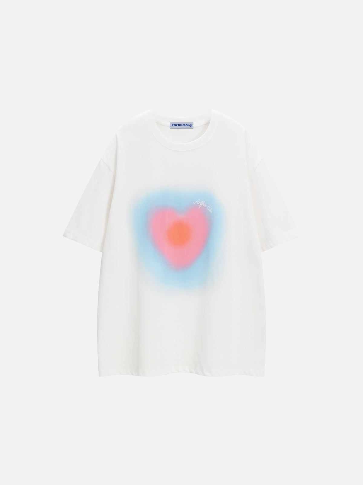 Blurred Heart Print Cotton Tee for Casual Wear | Aelfric Eden