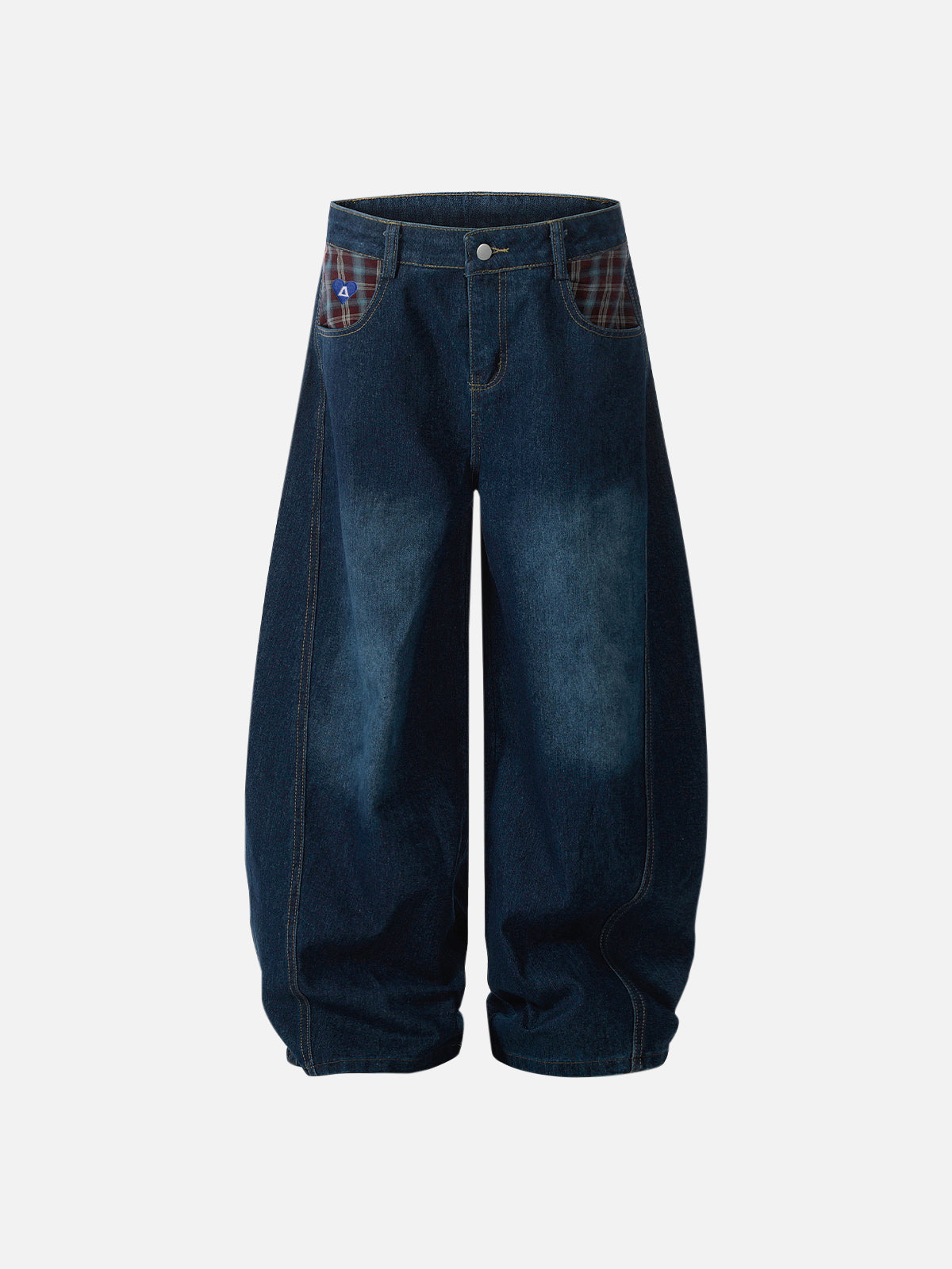 Plaid Patchwork Baggy Jeans for Men | Aelfric Eden