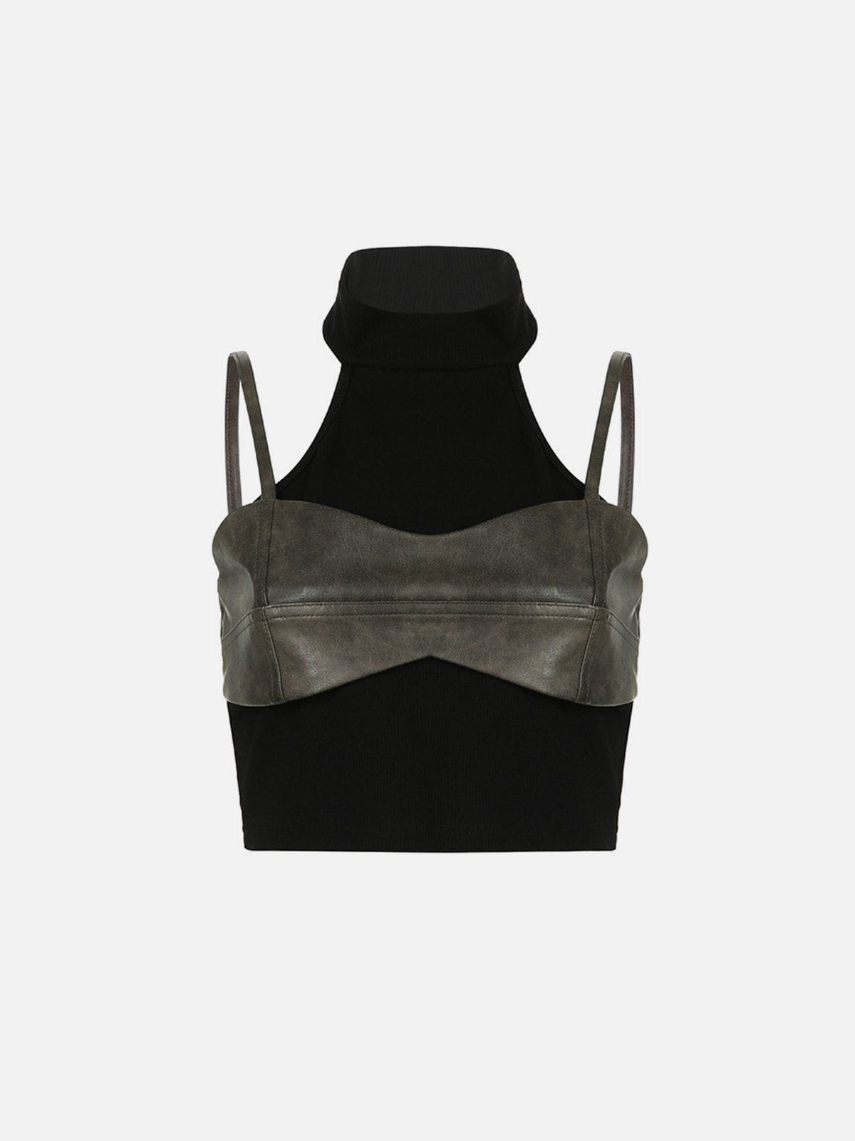 Faux Leather Patchwork Tank Top for Women | Aelfric Eden