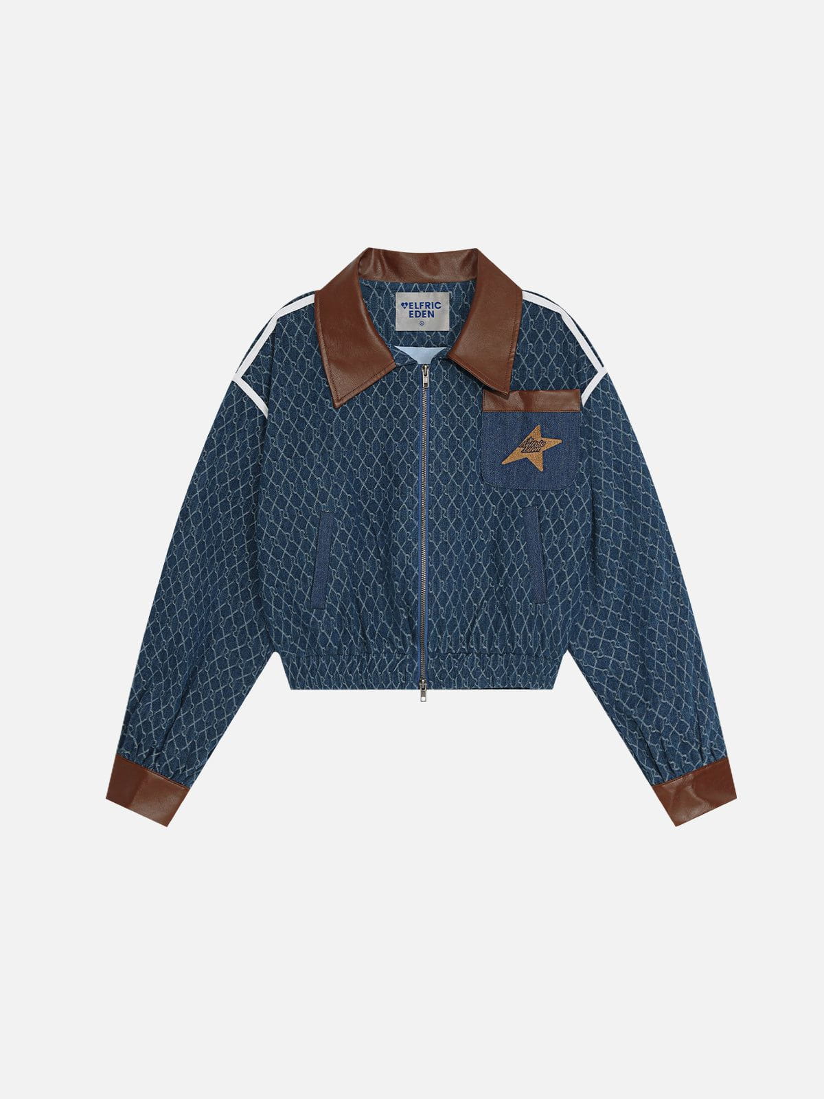 Vintage Denim Jacquard Cropped Jacket for Women | Aelfric Eden