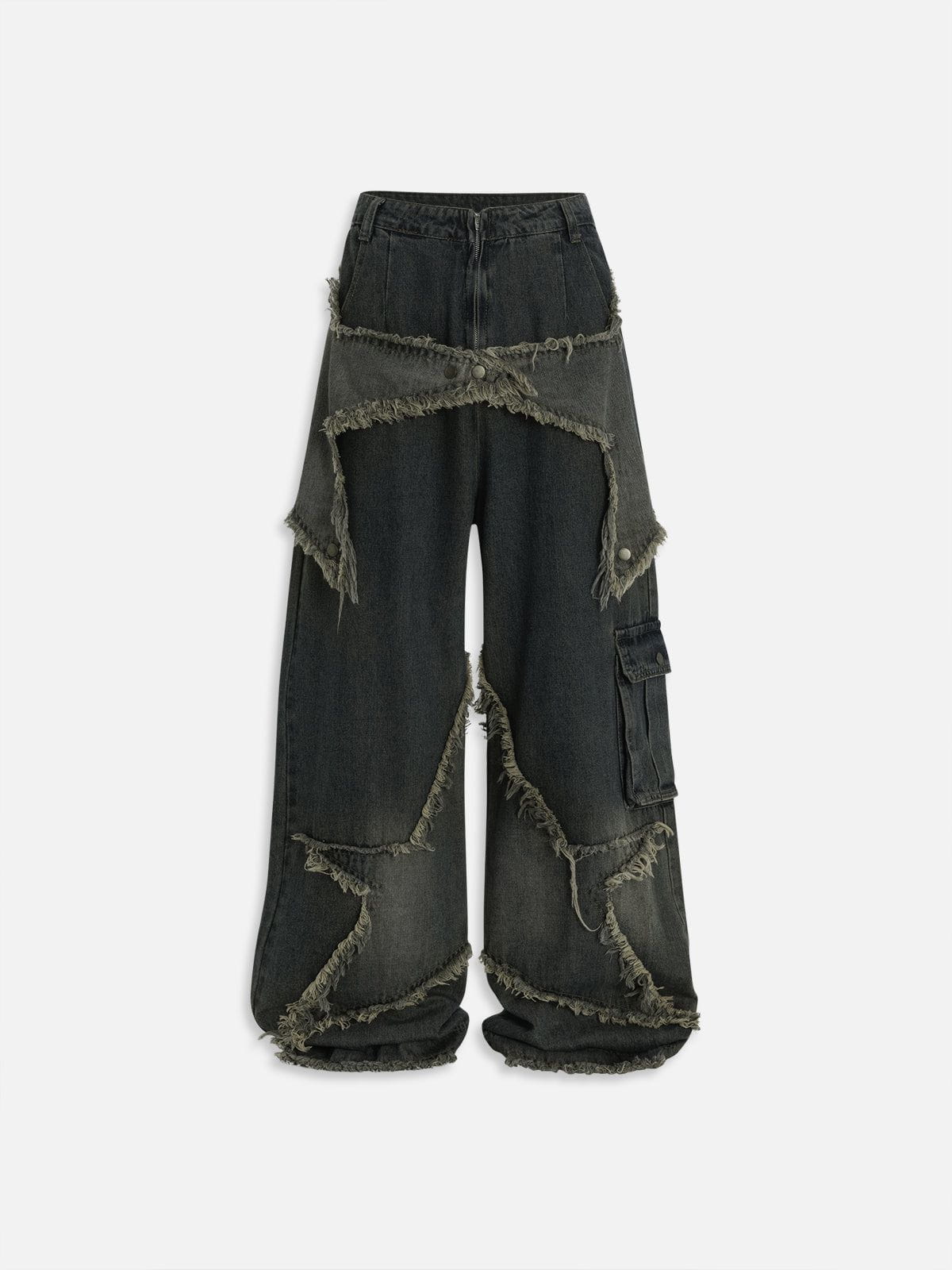 Baggy Star Jeans for Men & Women | Distressed Denim with Star Design | Aelfric Eden