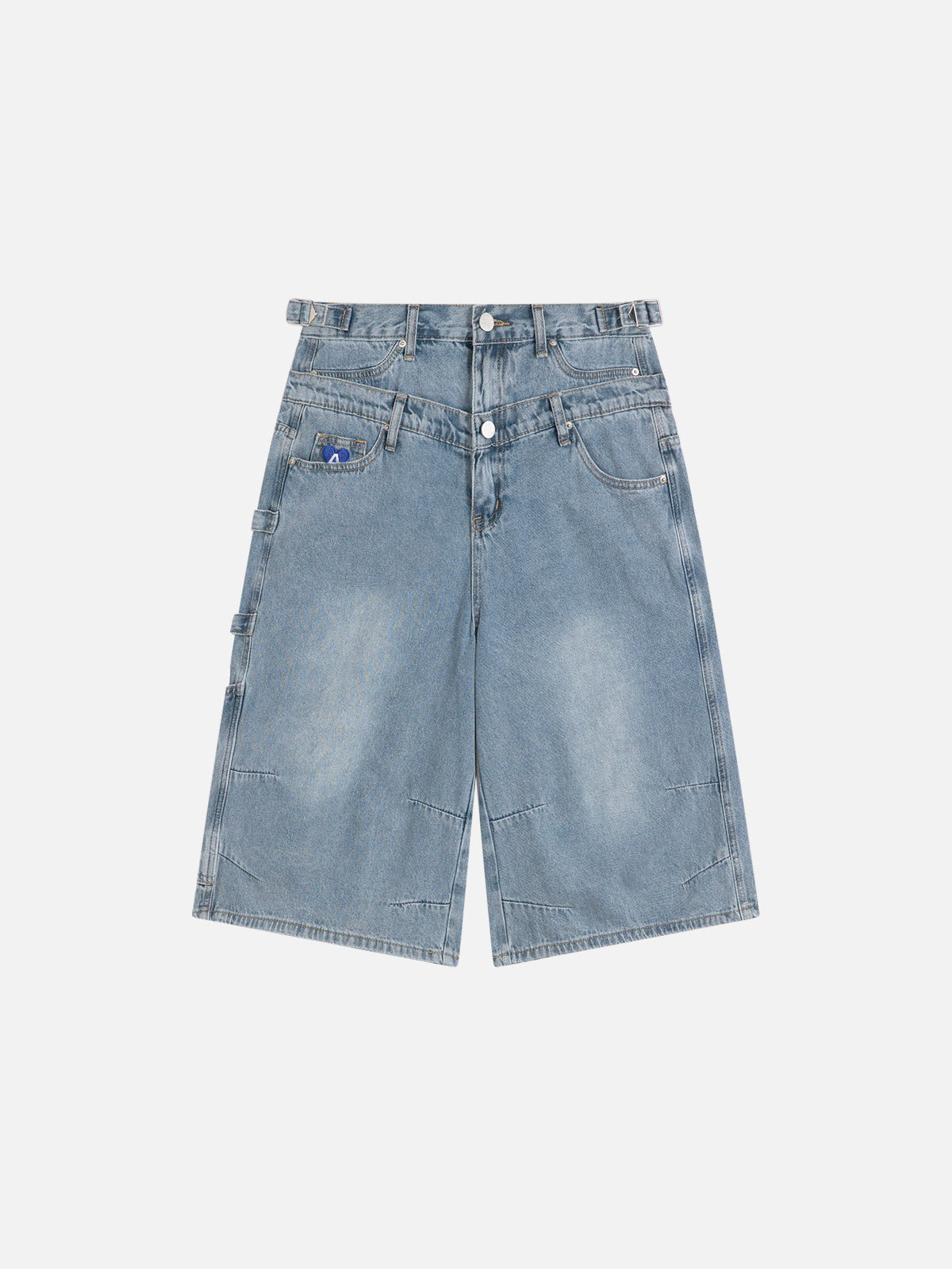 Double Waist Wrinkle Longline Denim Shorts for Men | Aelfric Eden