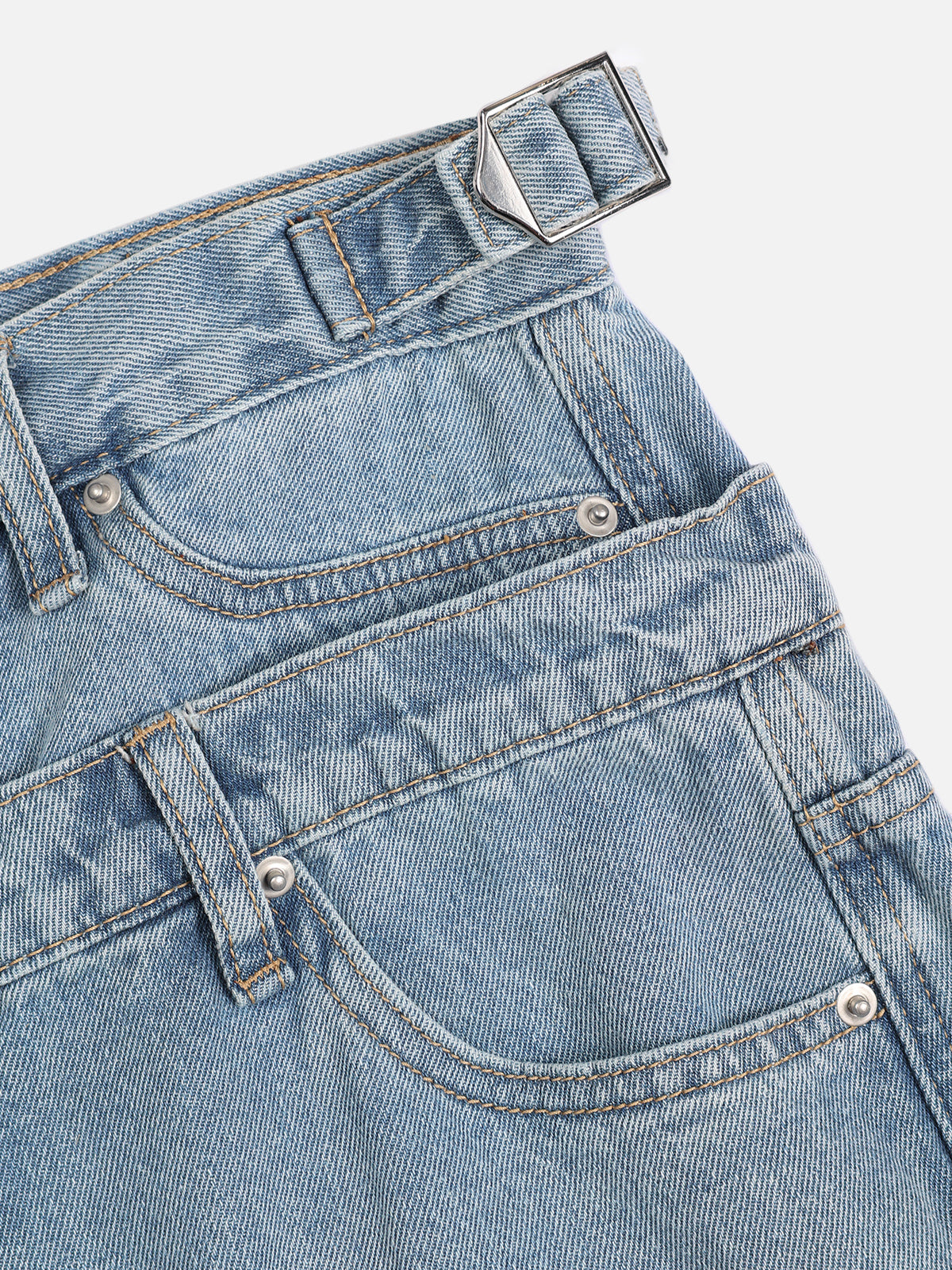 Double Waist Wrinkle Longline Denim Shorts for Men | Aelfric Eden