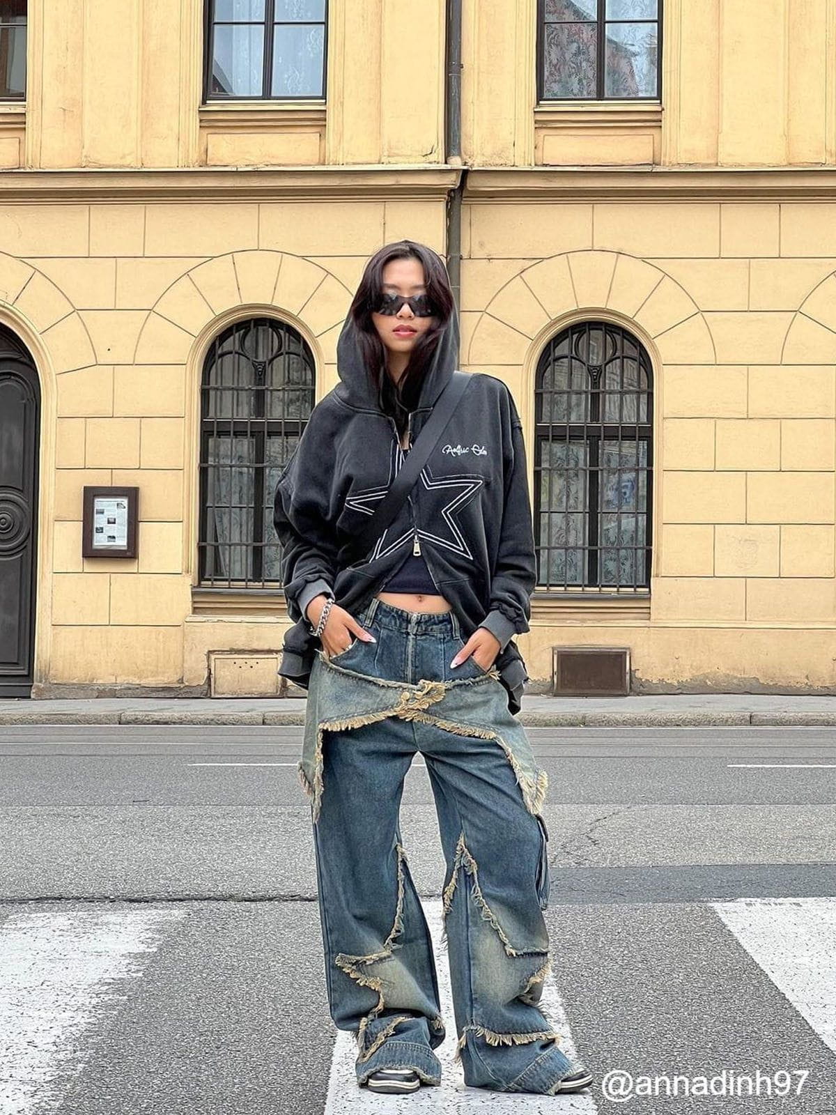 Oversized Star Washed Zip Up Hoodie for Men & Women | Aelfric Eden