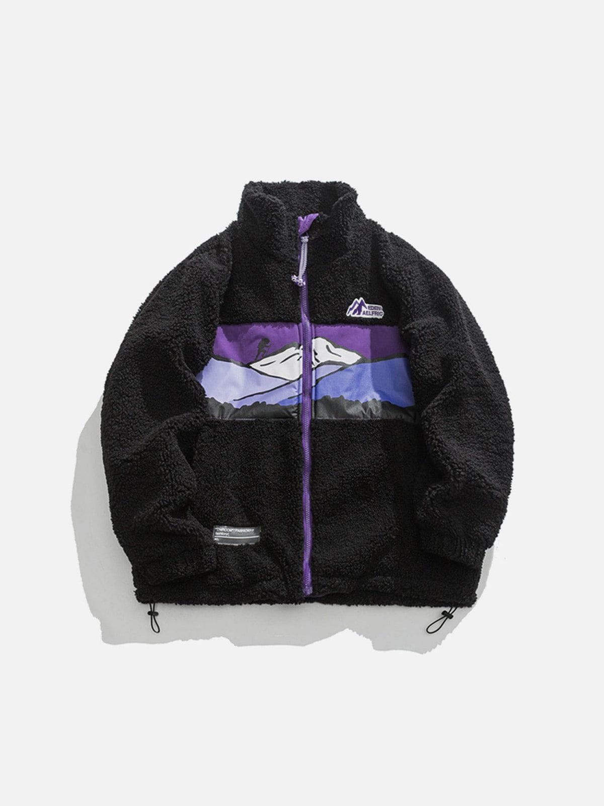Oversized Sherpa Coat with Mountains Patchwork | Aelfric Eden