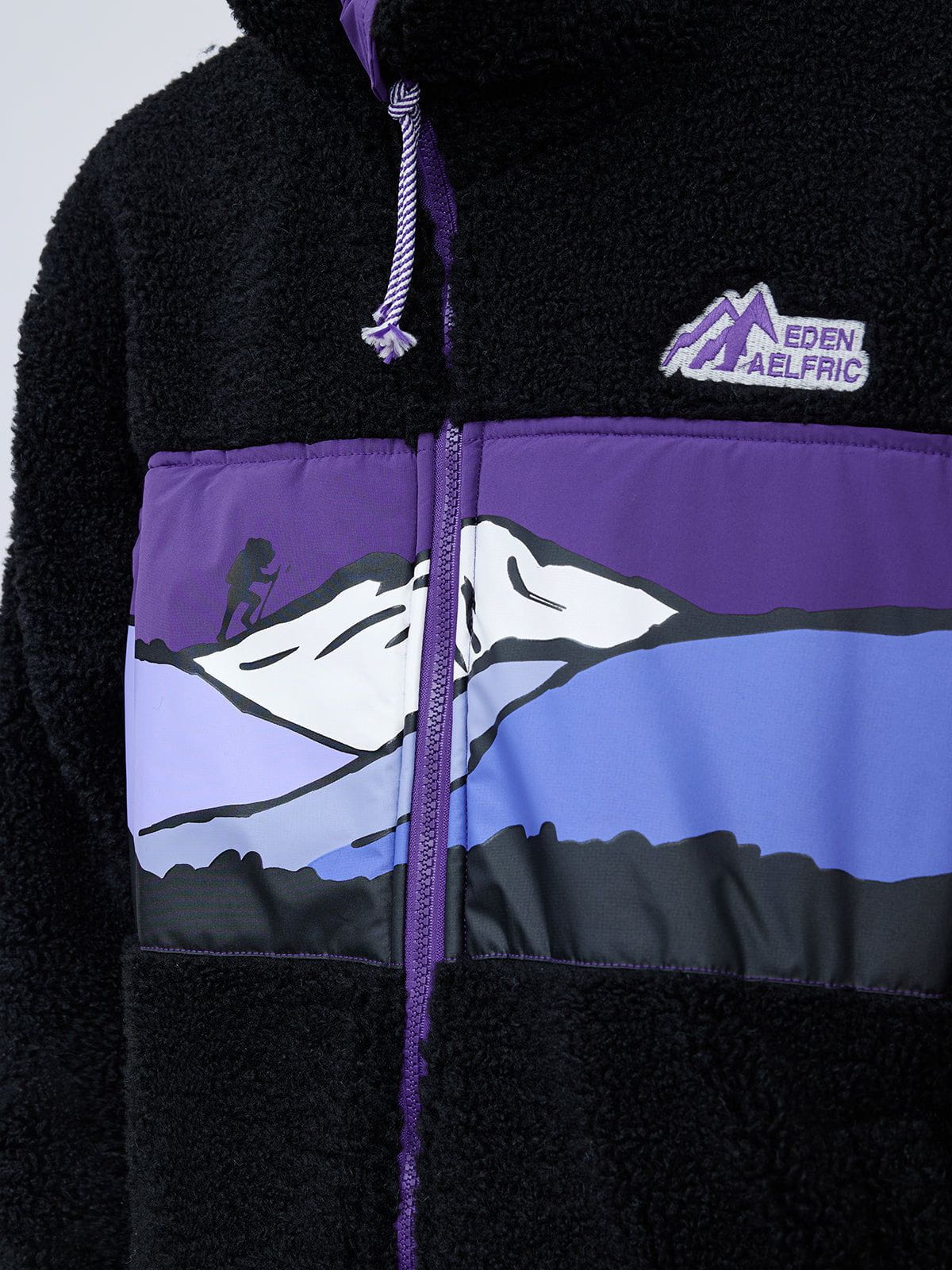 Oversized Sherpa Coat with Mountains Patchwork | Aelfric Eden