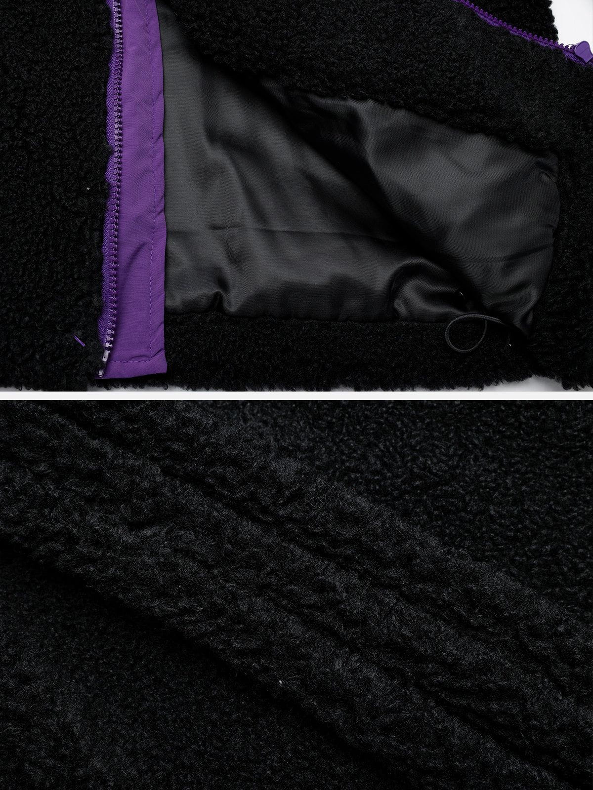 Oversized Sherpa Coat with Mountains Patchwork | Aelfric Eden