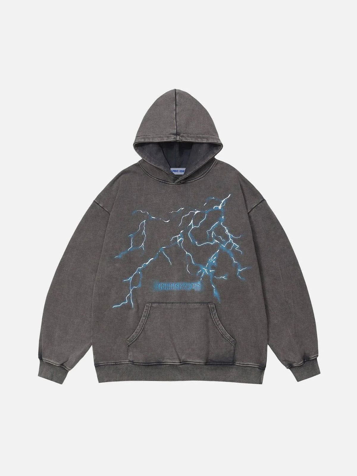 Washed Cotton Hoodie with Lightning Print | Aelfric Eden