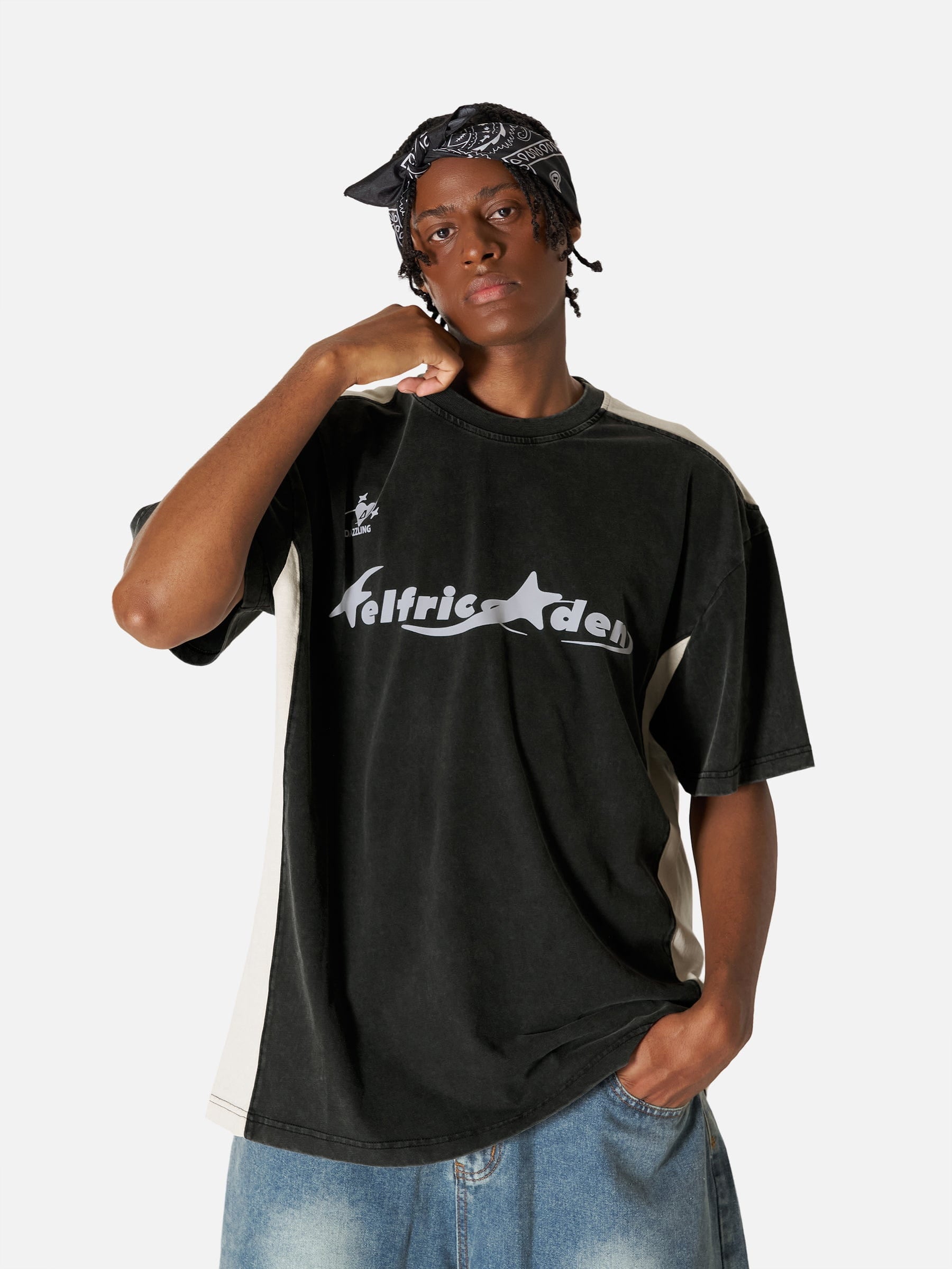 Retro Color Block Cotton Tee for Men | Aelfric Eden Racing