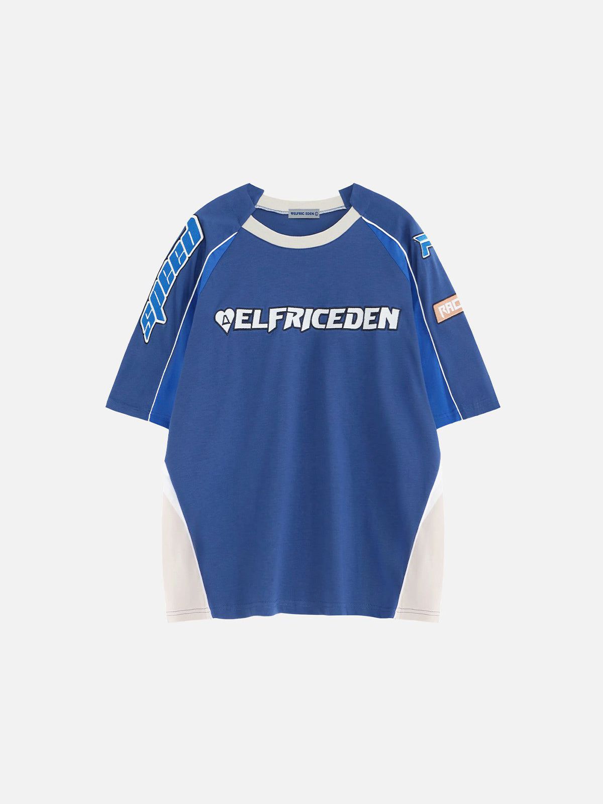 Stylish Blue Embroidery Racing Tee for Men | Aelfric Eden