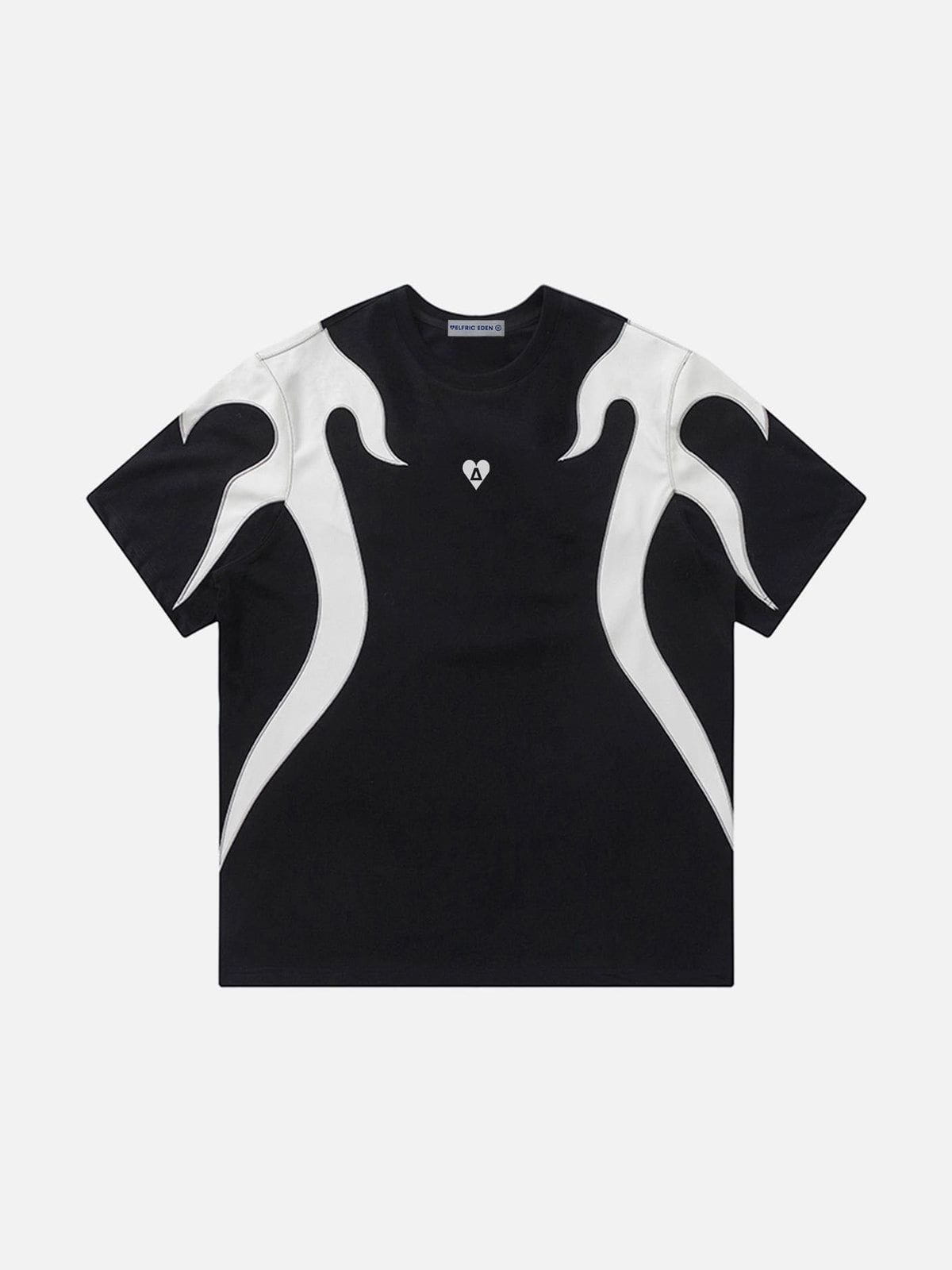 Flame Embroidery Patchwork Tee | Aelfric Eden