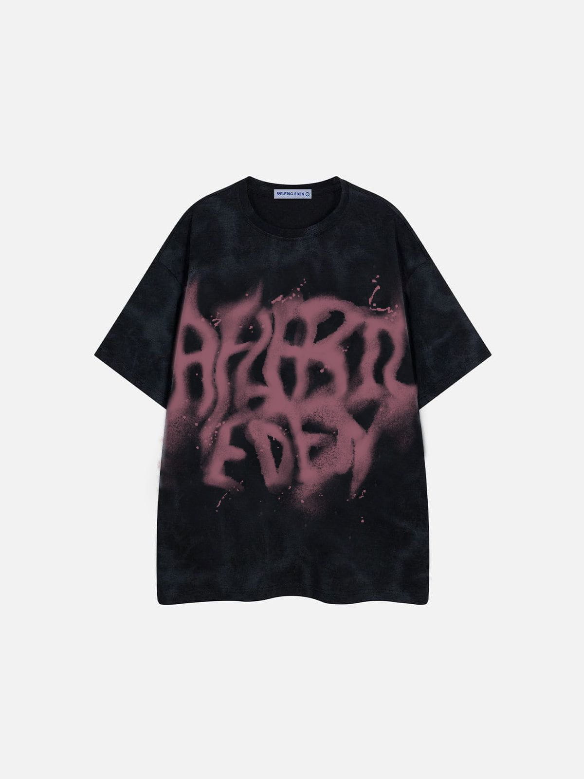 Abstract Print Washed Cotton Tee with Splash-Ink Design | Aelfric Eden