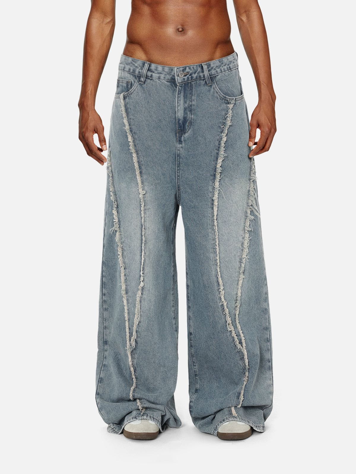 Fringe Baggy Jeans for Women | Vintage Wash & Comfort Fit | Aelfric Eden