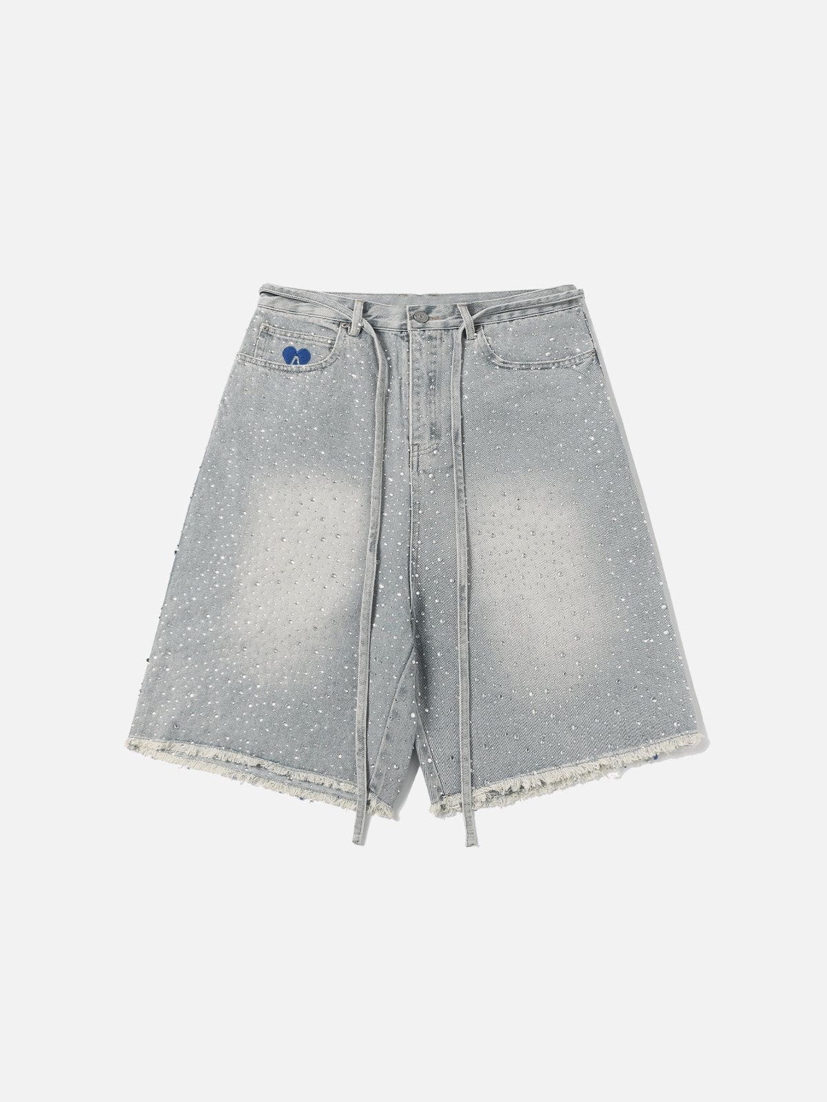 Rhinestone Embellished Denim Jorts for Women | Aelfric Eden