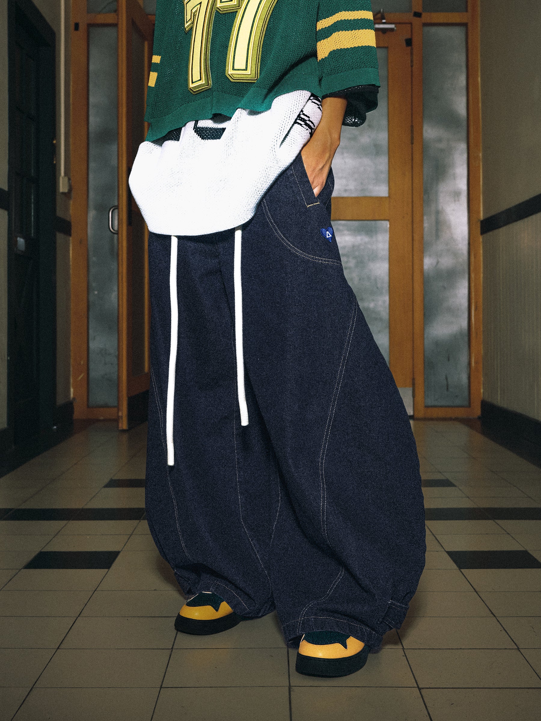 Super Baggy Barrel Jeans with Drawstring Waist & Rope Detail | Aelfric Eden