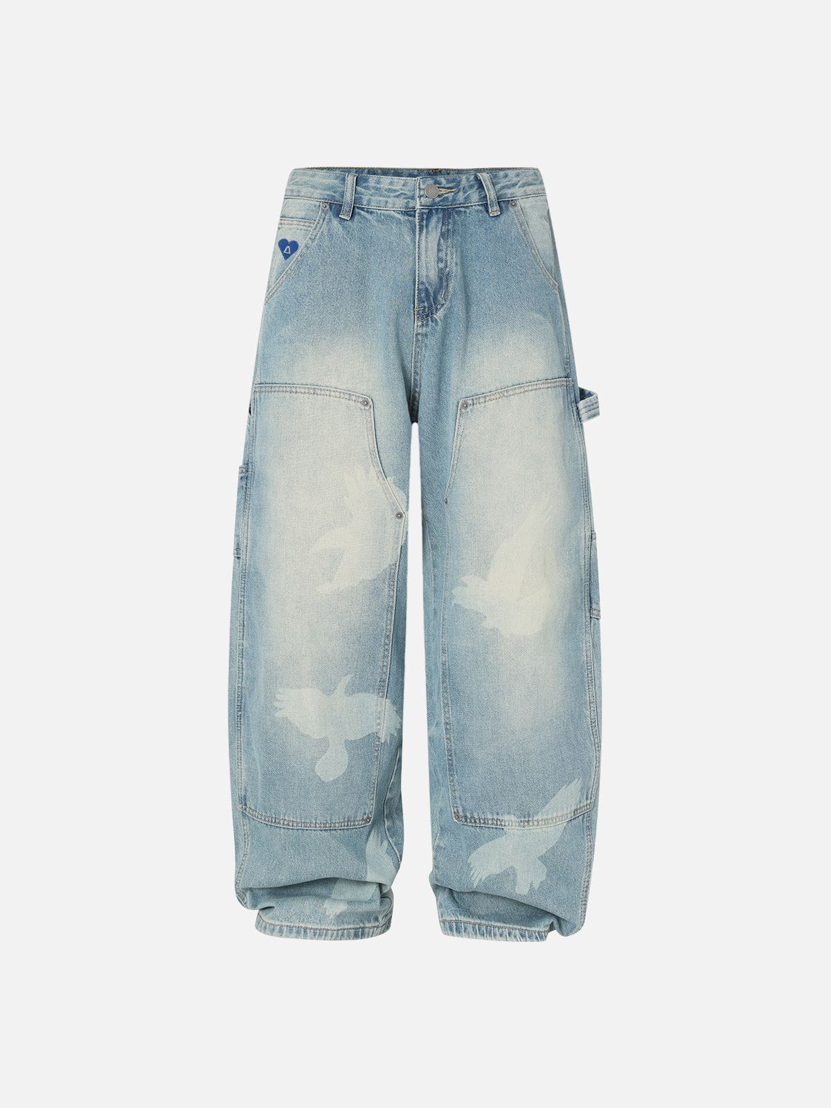 Vintage-Washed Pigeon Print Baggy Jeans | Aelfric Eden
