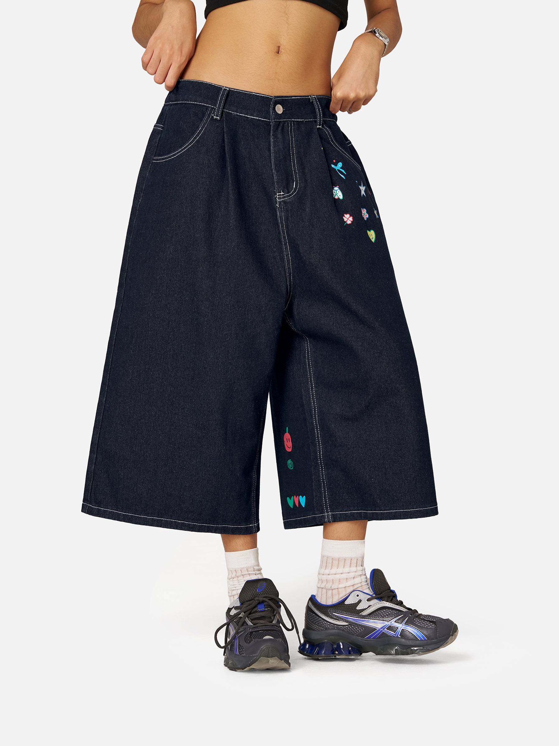Cartoon Sticker Print Baggy Jorts for Men | Aelfric Eden