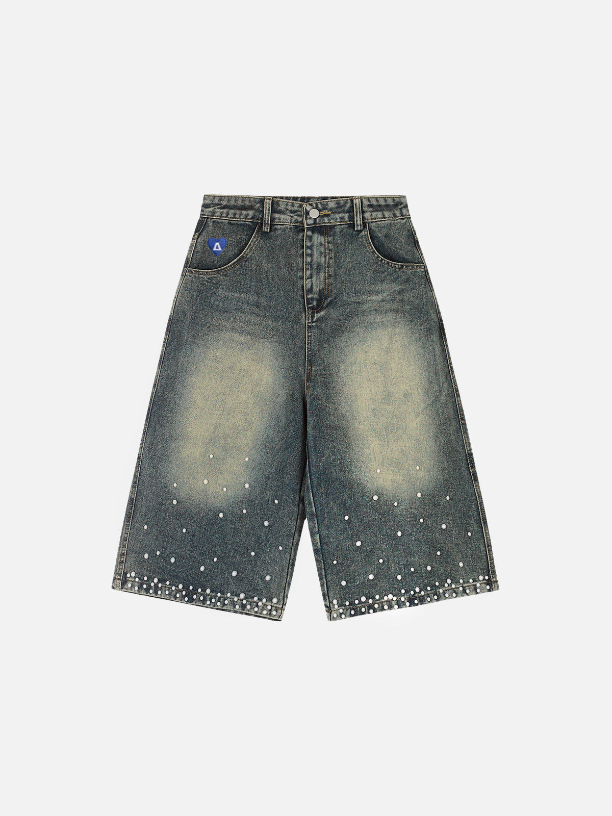 Pearl Embellished Baggy Longline Jorts for Women | Aelfric Eden