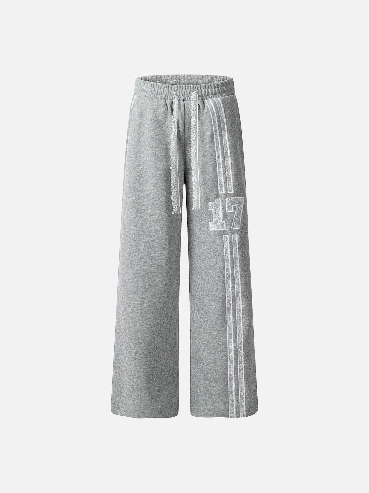 Lace-Trimmed Baggy Sweatpants for Streetwear | Aelfric Eden