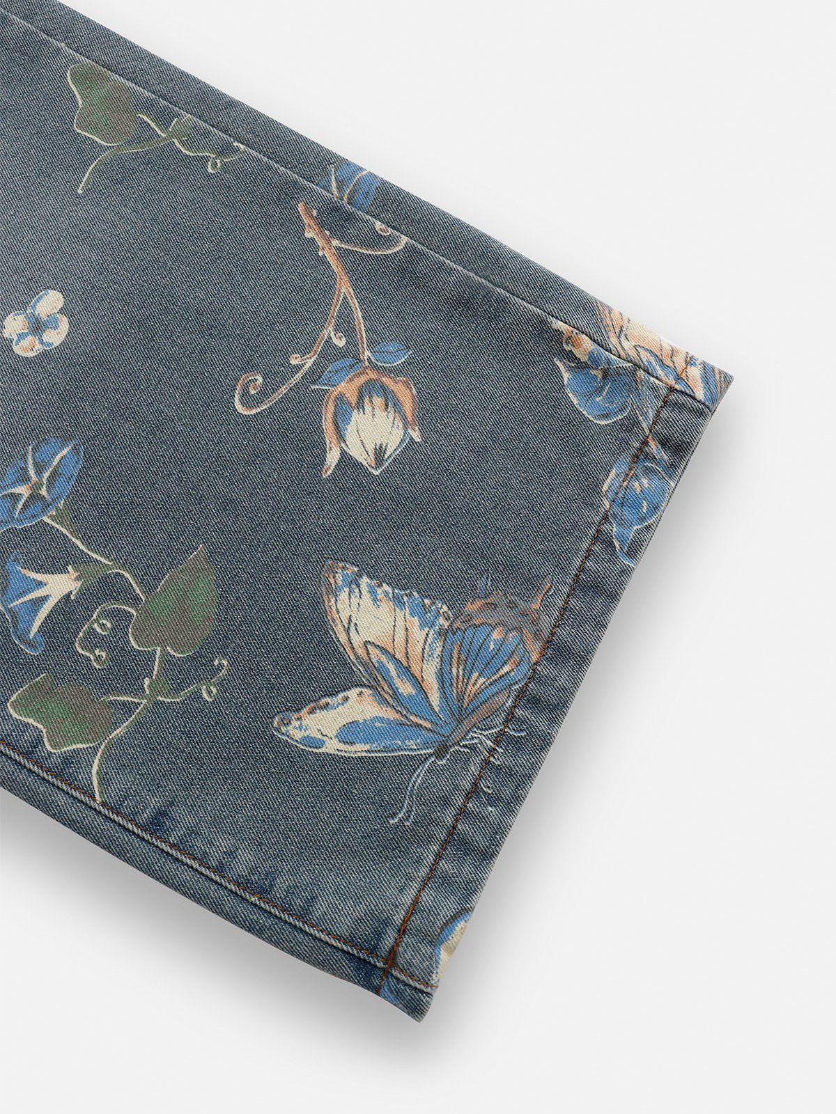 Floral Print Baggy Jeans for Women | Aelfric Eden