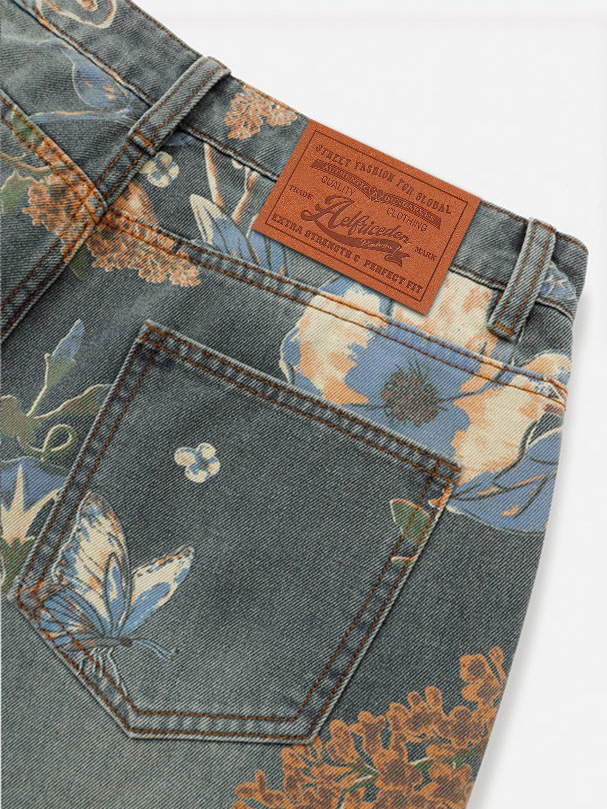 Floral Print Baggy Jeans for Women | Aelfric Eden