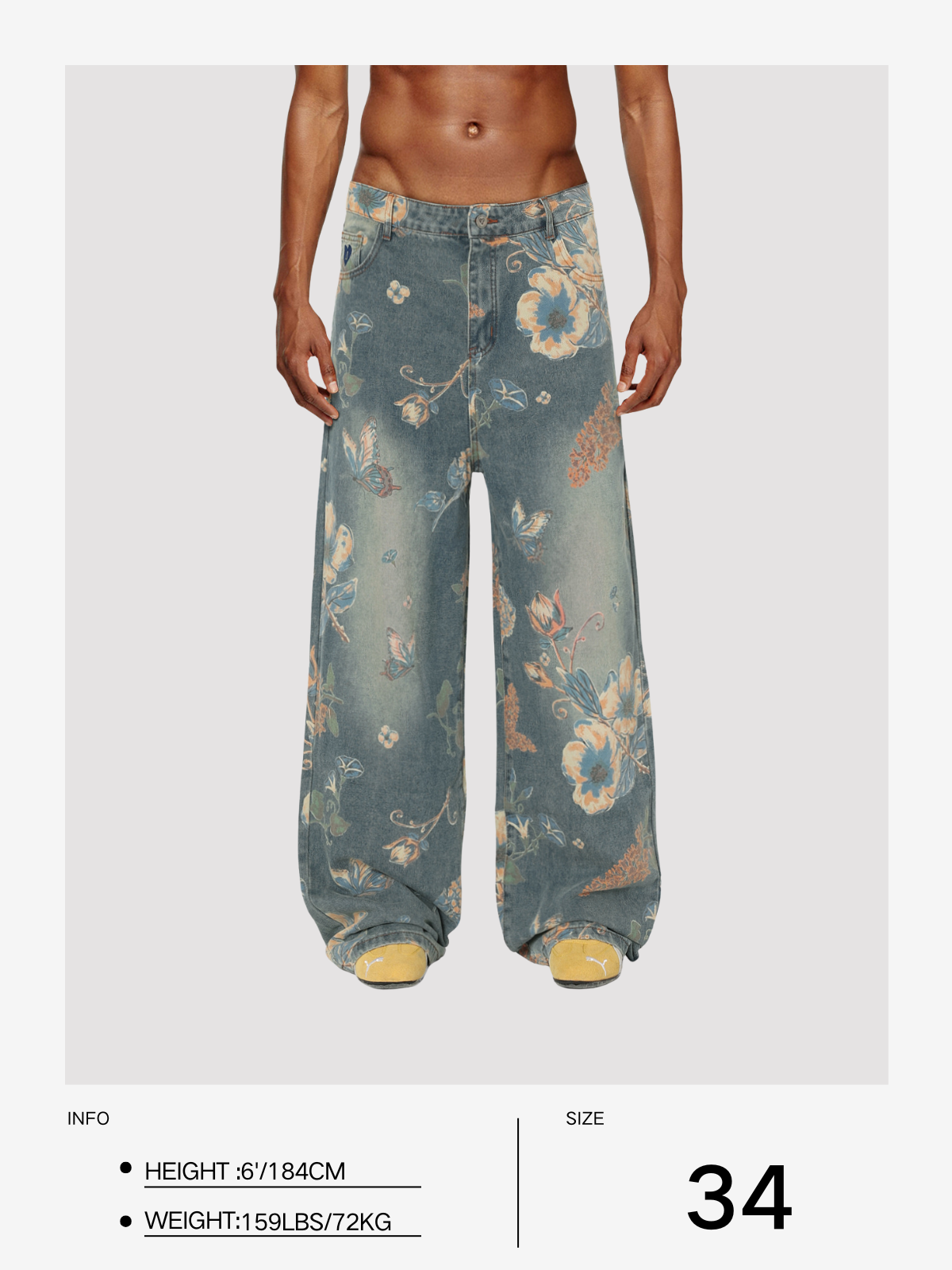 Floral Print Baggy Jeans for Women | Aelfric Eden