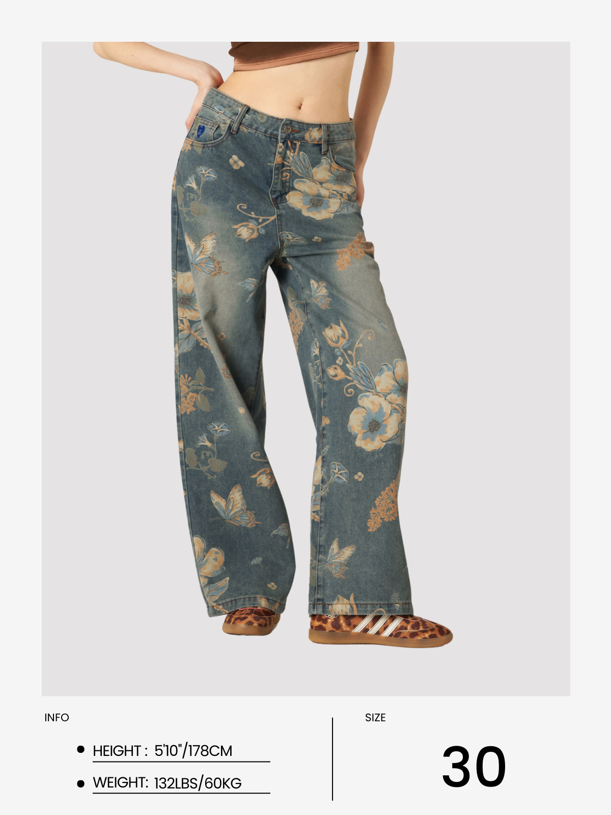 Floral Print Baggy Jeans for Women | Aelfric Eden