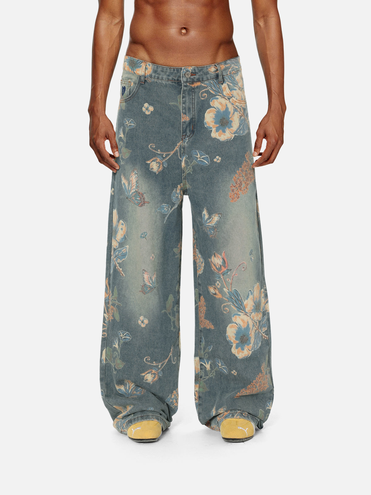 Floral Print Baggy Jeans for Women | Aelfric Eden