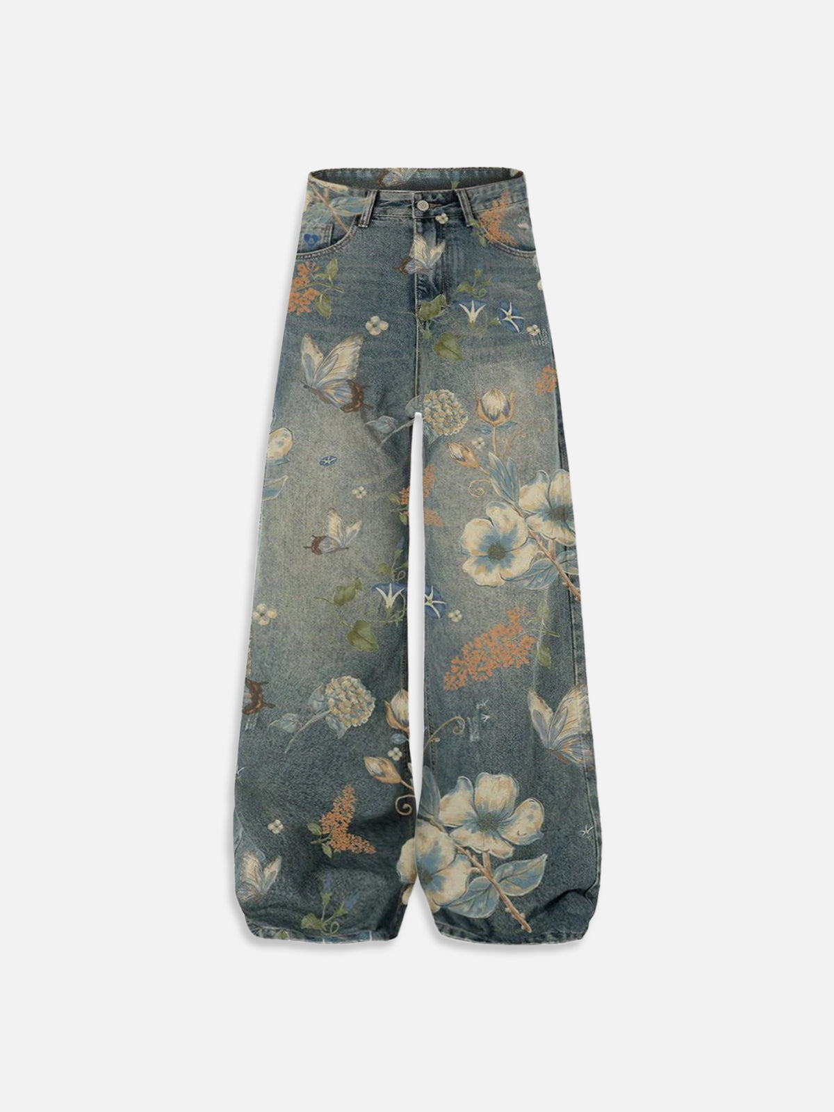 Floral Print Baggy Jeans for Women | Aelfric Eden
