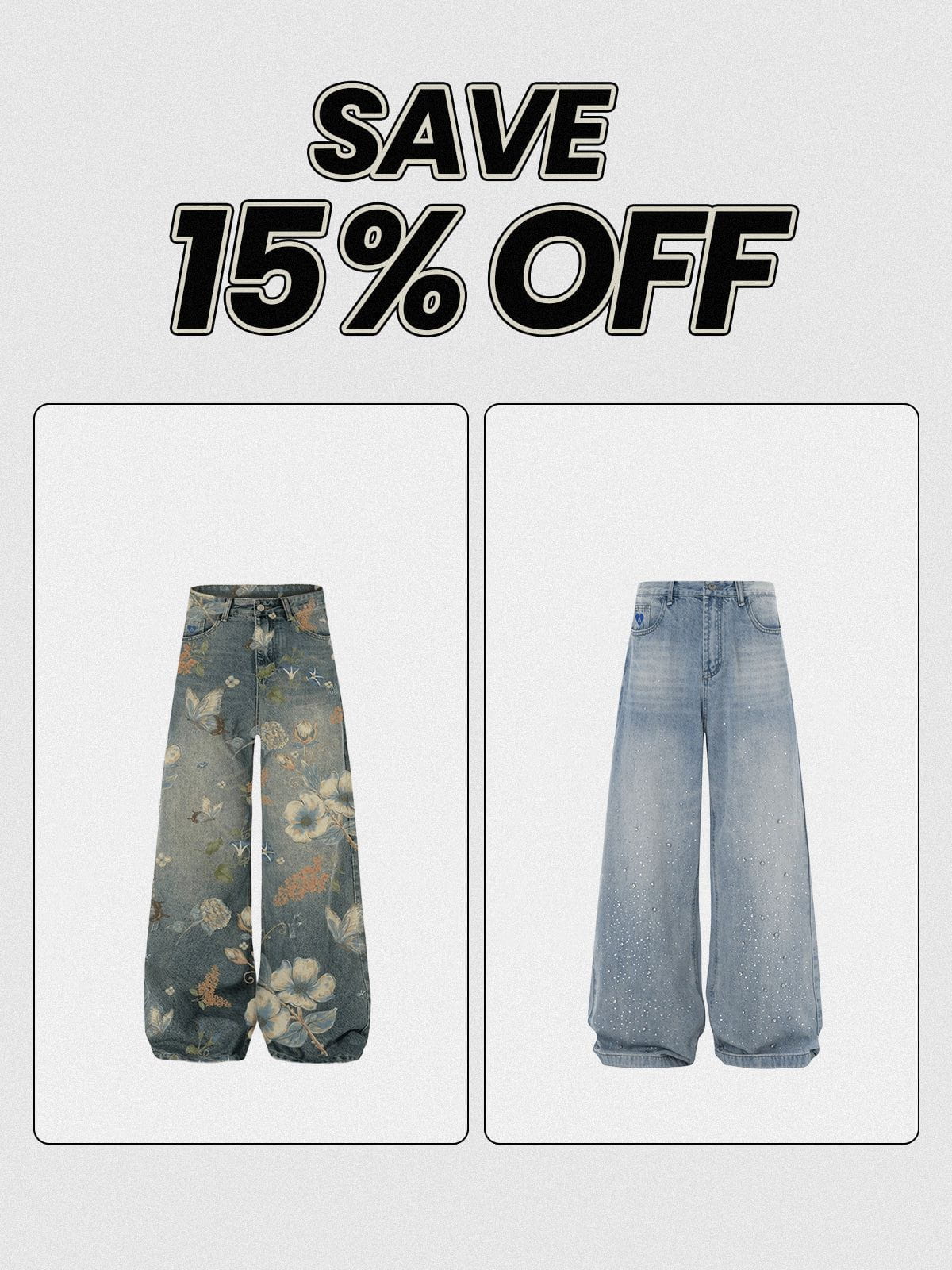 Floral Print Baggy Jeans for Women | Aelfric Eden