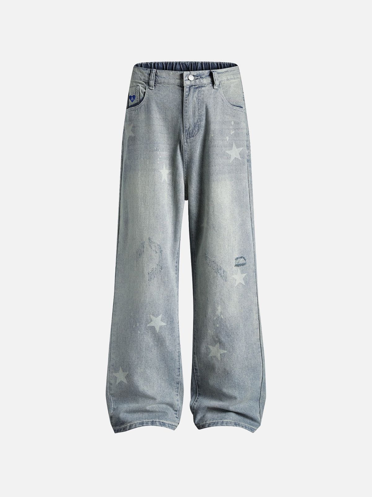 Baggy Star Jeans for Men & Women | Distressed Denim with Star Design | Aelfric Eden